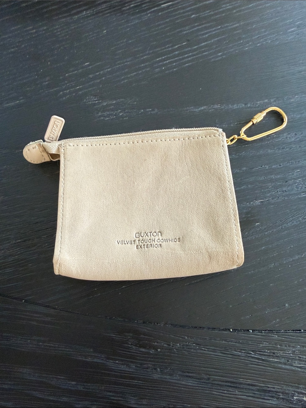 Buxton Tan Velvet-Touch Leather Key Pouch with Gold Clip